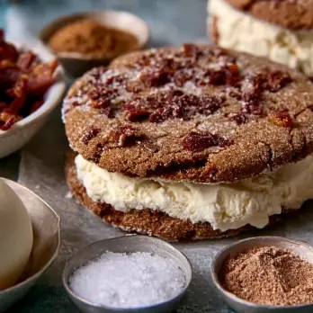 Molasse Koekjes Sandwiches met Karamel Bacon
