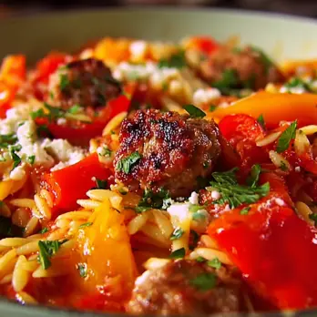 Orzo met Kalkoenworst, Paprika en Tomaat
