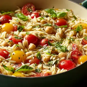 Italiaanse Orzo Salade met Rode Wijnvinaigrette