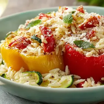 Orzo Gevulde Paprika's met Italiaanse Twist