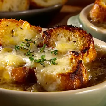 Uiensoep met Fontina en Tijm