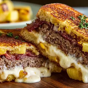 Tropische Patty Melts met Spek en Ananas