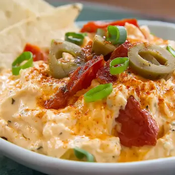 Romige Pimento Kaasdip met Toppings