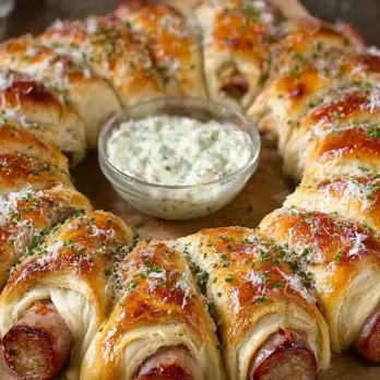 Kip-Appel Worstjes in Croissant Krans