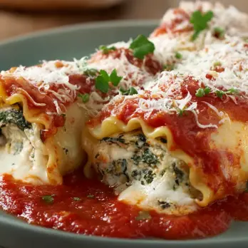 Lasagnarolletjes met Spinazie en Ricotta