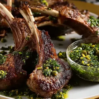 Lamskoteletjes met Pistache Ment Salsa Verde