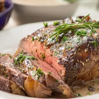 Gietijzeren Ribeye Rollade met Rozemarijn en Rode Wijnsaus
