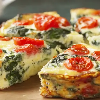 Spinazie Frittata met Kaas en Tomaten