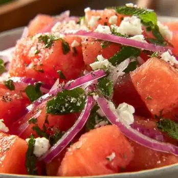 Frisse Watermeloensalade met Feta en Rucola