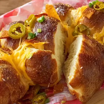 Zachte Pretzel Nacho's met Kaas en Hatch Chile