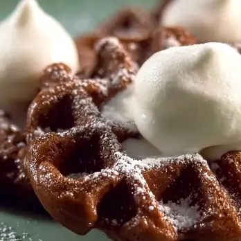 Chocoladewafels met Marshmallowsaus