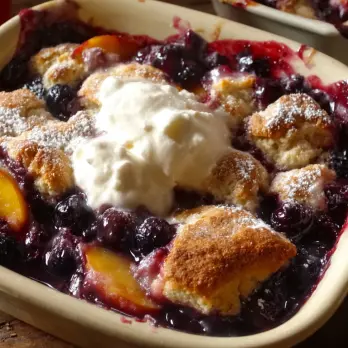 Bessenfruit Cobbler met Verse Slagroom