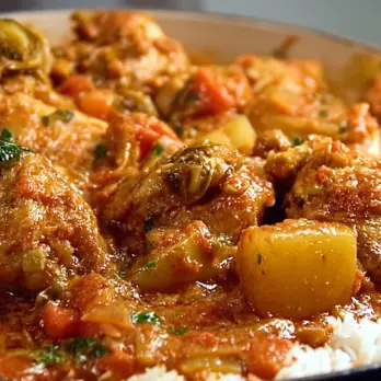 Kipstoofschotel met Pindakaas en Groenten