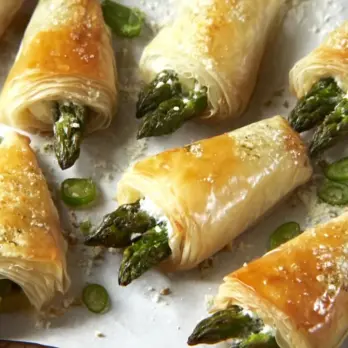 Knapperige Filo Aspergepakketjes met Brie