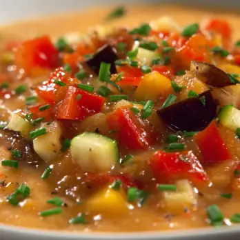 Vegetarische Ragout op Kaaspolenta met Paprikasaus