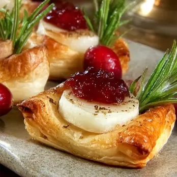 Cranberry-Brie Bladerdeeg Hapjes