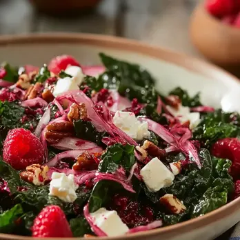Boerenkool en Radicchio Salade met Frambozenvinaigrette