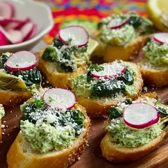 Romige Artisjok Crostini met Limoen-Zout