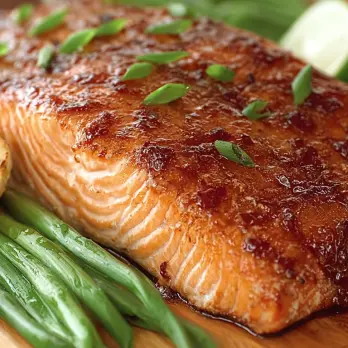 Gegrilde Alaska Zalm met Aziatische Glazuur op Houten Plank