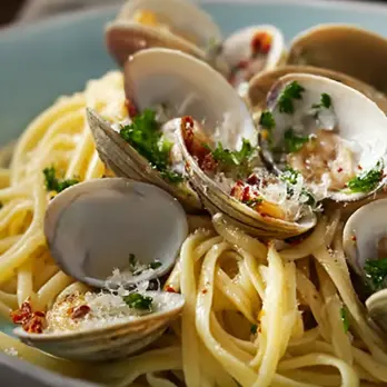 Pasta alle Vongole met Mosselen