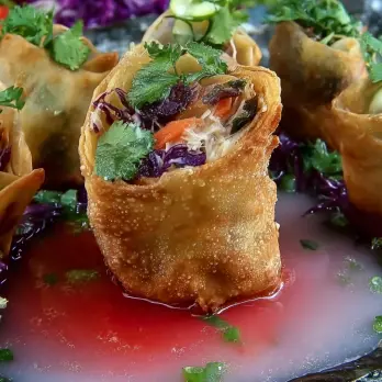 Krabspringrolls met Gemberdressing