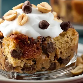 Broodpudding met Pindakaas en Chocolade