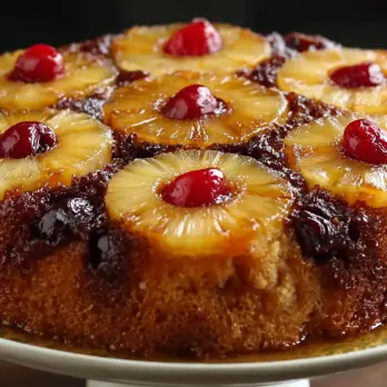 Omgekeerde Ananascake met Kersen