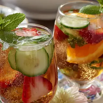Verfrissende Pimm's Cup met Fruit en Prosecco