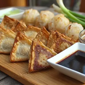Krab Wontons met Sherry-Soja Dipsaus