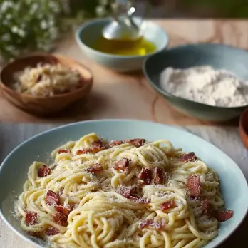 Pici Pasta met Romige Carbonara