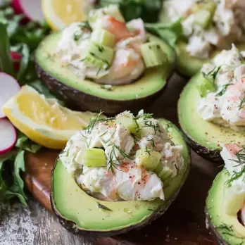 Gevulde Avocado's met Garnalen en Krabsalade