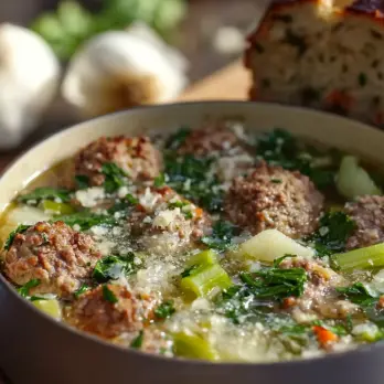 Italiaanse Bruiloftsoep met Gehaktballetjes