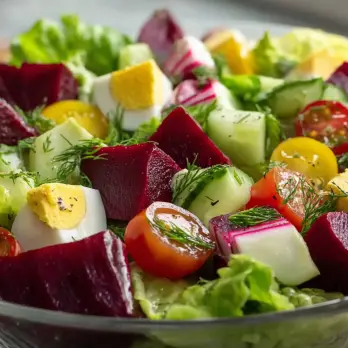 Frisse Ierse Pub Salade met Ingelegde Bietjes