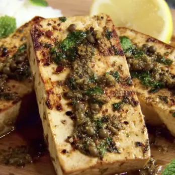 Knapperige Tofu met Knoflook en Munt