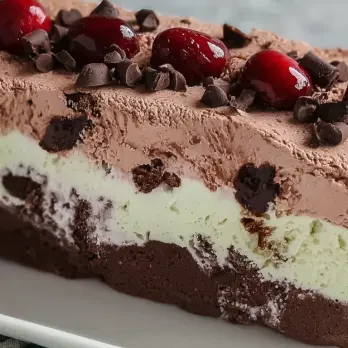 Spumoni IJsdessert met Chocolade, Kers en Pistache