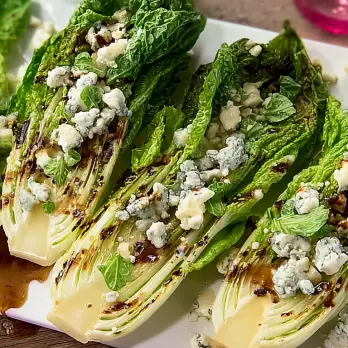 Gegrilde Romaine Sla met Balsamico en Gorgonzola
