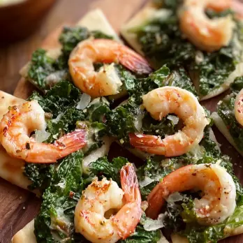 Toscaanse Boerenkool Pesto Pizza met Garnalen