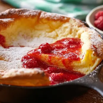 Dutch Baby Pannenkoek met Frambozen-Sinaasappel Coulis