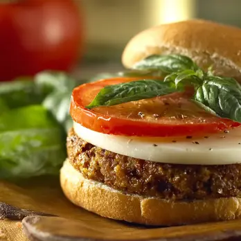 Caprese Burger met Mozzarella en Basilicum
