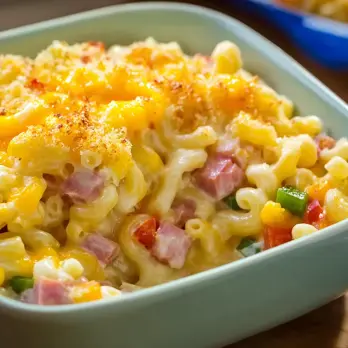 Ontbijt Macaroni met Kaassaus en Ham