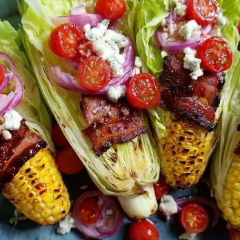 BBQ Sla Wedges met Bacon en Gegrilde Maïs