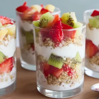 Aardbei-Kiwi Quinoa Parfait Ontbijt