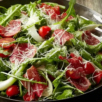 Frisse Salami Salade met Rucola en Venkel