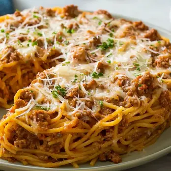 Spaghetti Taart met Gehakt en Kaas