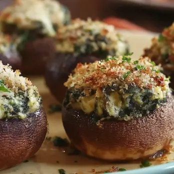 Gevulde Champignons met Spinazie-Artisjokdip